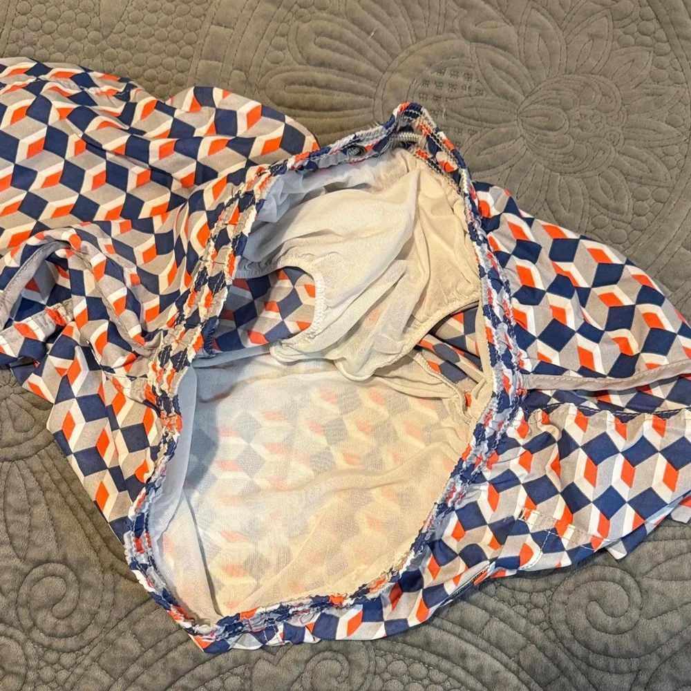 Mr.Swim Blue and Orange Geometric Swim Shorts